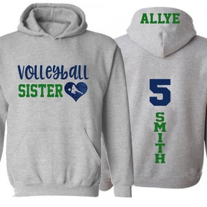 Glitter Volleyball Hoodie | Sister Volleyball Hoodie | Volleyball Sister | Customize with your Team & Colors | Adult or Youth Sizes