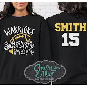 Glitter Senior Mom Football Crewneck Sweatshirt |  Football Spirit Wear | Crewneck Sweatshirt | Football Spirit Wear
