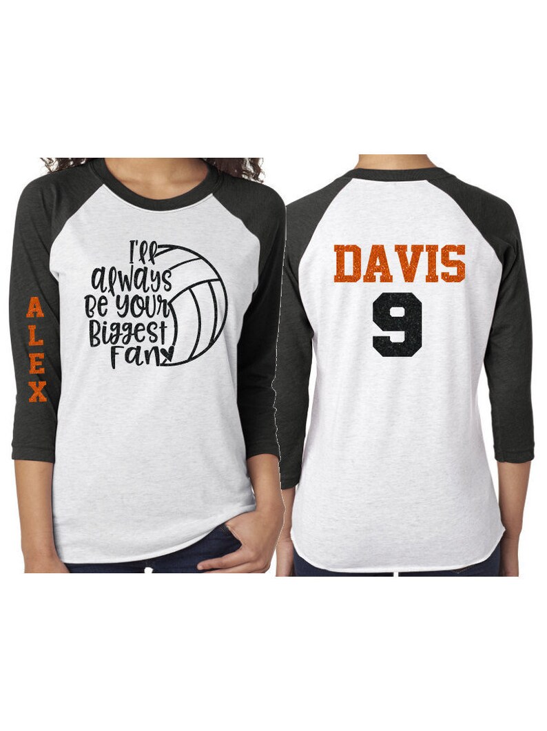 Glitter Volleyball Mom Shirt | I'll Always Be Your Biggest Fan | Volleyball Shirts | Volleyball Mom Shirts | Customize image 2