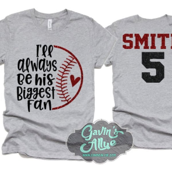 Glitter Baseball Shirt | Biggest fan Shirt | Baseball Shirts | Custom Baseball Mom Shirts | Customize Colors