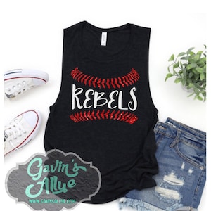 Glitter Baseball Muscle Tank Tops | Baseball Mom Tank Top | Baseball Shirts | Muscle Tank | Softball Tank