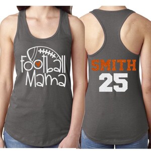 Glitter Football Mama Tank Top | Glitter Football Shirt | Custom Football Tank | Mom Football Tank | Football Tank Top |Customize Colors