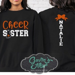 Glitter Cheer Sister Crewneck Sweatshirt | Glitter Cheer Sweatshirt | Youth or Adult | Cheer Bling | Cheer Shirts | Customize Colors