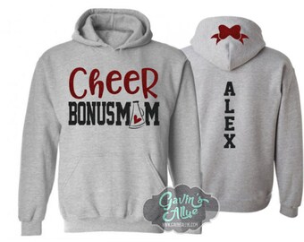 Glitter Cheer Hoodie | Glitter Cheer Bonus Mom Hoodie | Cheer Hoodie | Customize Colors