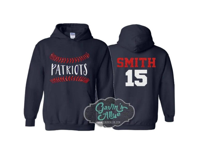 Glitter Baseball Hoodie | Customize with your Team & Colors | Adult or Youth Sizes image 1