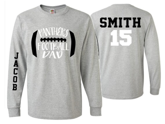 Football Dad Shirt | Long Sleeve T-shirt or Long Sleeve | Football Spirit Wear | Customize your team & colors