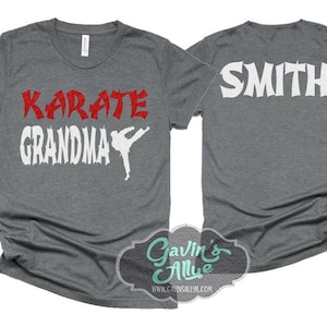 Karaté do brilho Camiseta | Avó do karaté camiseta de &lt;br&gt; Entrega Rápida? Camisa personalizada do karaté | T-shirt da lona de Bella | Personalize nome e cores