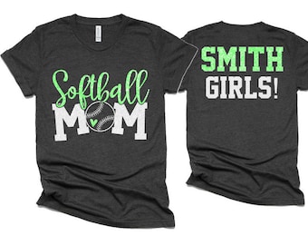 Glitter Softball Shirts | Softball Mom Shirts | Softball T-Shirt | Two Player Shirt  Bella Canvas T Shirt  | Softball Bling