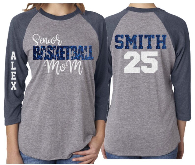 Glitter Senior Basketball Mom Shirt Basketball Shirts 3/4 Etsy