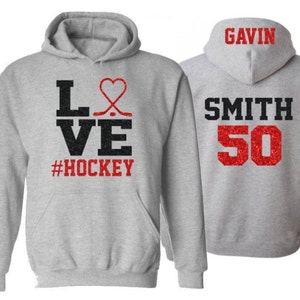 Glitter Love Hockey Hoodie | Hockey Bling | Hockey Hoodie | Hockey Spirit Wear | Customize Colors | Youth or Adult