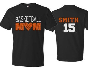Glitter Basketball Mom Shirt | Basketball Spirit Wear | Short Sleeve Shirt | Customized Name & Colors