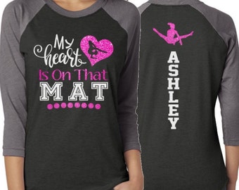Glitter Gymnastics Mom Shirt | My Heart is on that Mat | Gymnastics Mom Shirts | Gymnastics Shirt Gift | Glitter Gymnastics Shirt