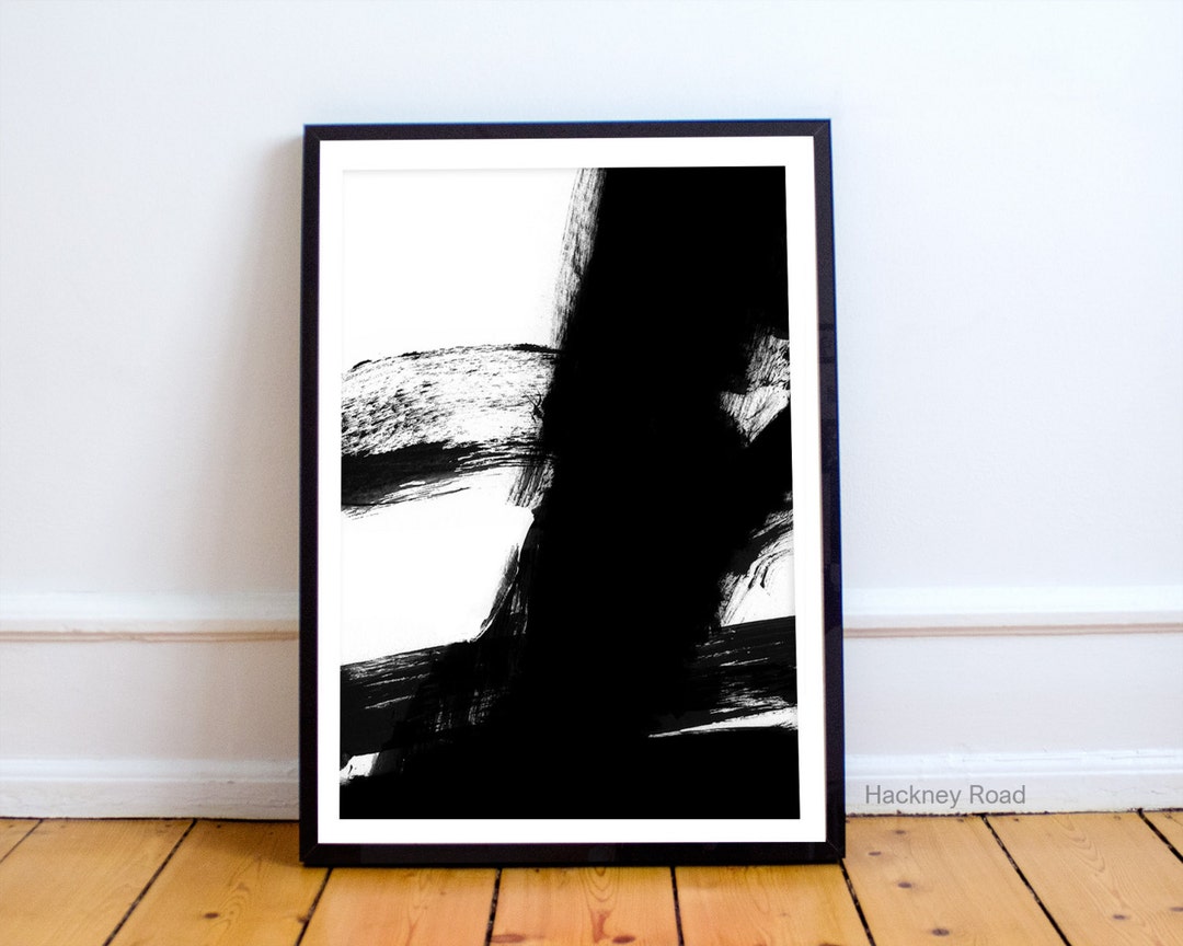 Modern Black and White Ink Painting, Abstract Brush Art Print, Ink ...
