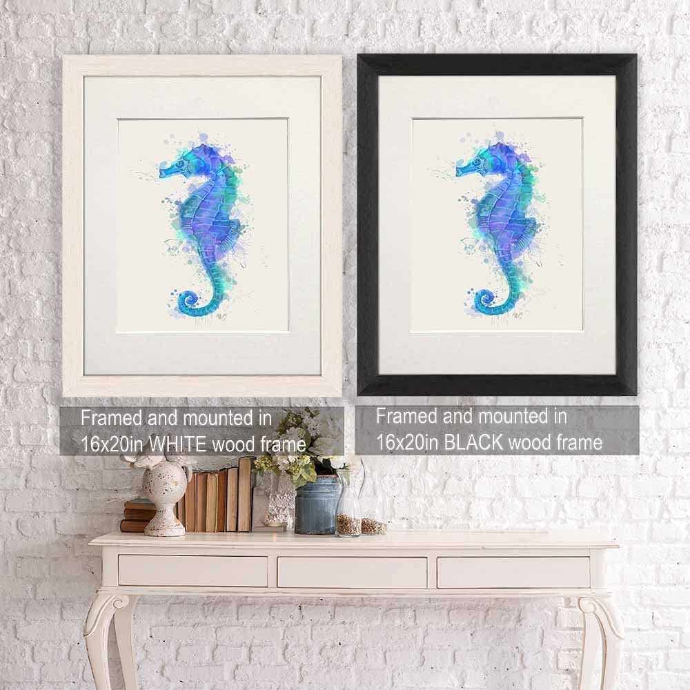 Seahorse Blue Bathroom Print Kids Bathroom Art Nautical Wall Etsy