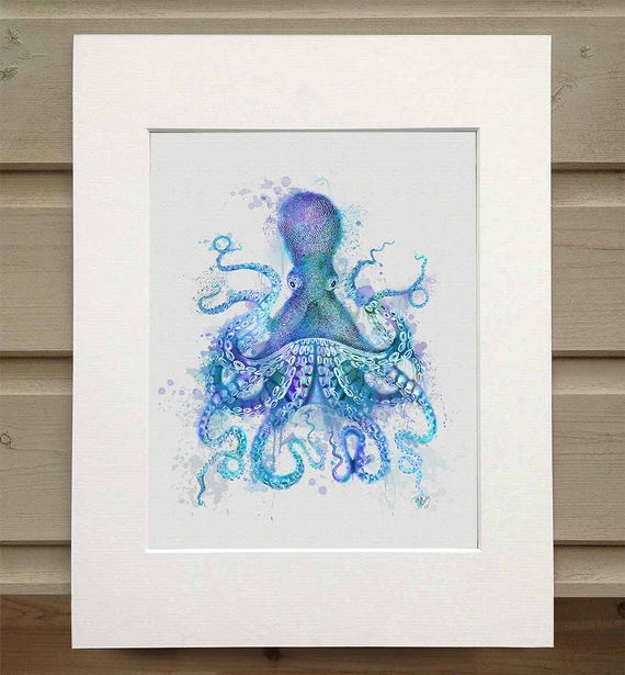 Octopus Blue Sea Creature Octopus Tentacle Octopus Print Etsy