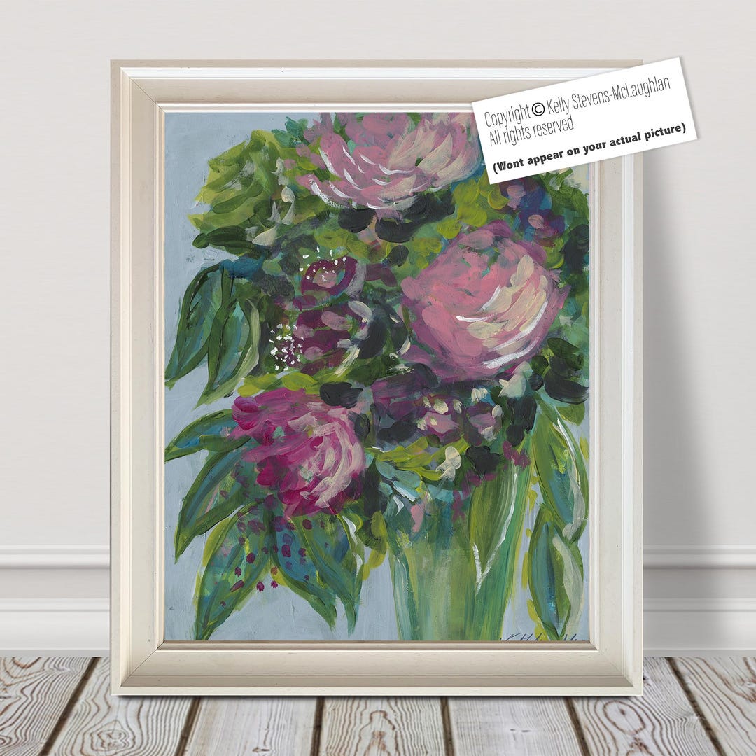 Floral Wall Art Print – Modern Botanical Still Life With Expressive ...