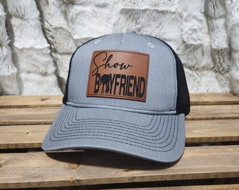 Custom Horse Show Boyfriend Baseball Hat - SnapBack Trucker Hat - Leather Patch - Gift - Birthday  Father's Day - Birthday - Horse Show