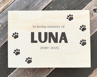 Personalized Pet Memory Box for Cat | Custom Engraved Pet Keepsake | Wooden Pet Memorial Box | Pet Bereavement Gift | Pet Ashes Container