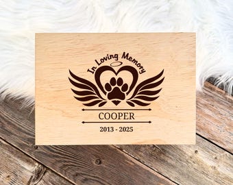 In Loving Memory Personalized Pet Memory Box | Custom Engraved Pet Keepsake | Wooden Pet Memorial Box | Pet Bereavement Gift | Pet Ashes