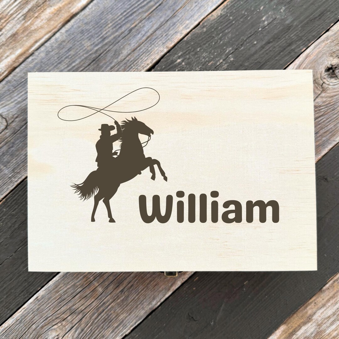 Personalized Cowboy Memory Box | Custom Engraved Kid Milestone Box ...