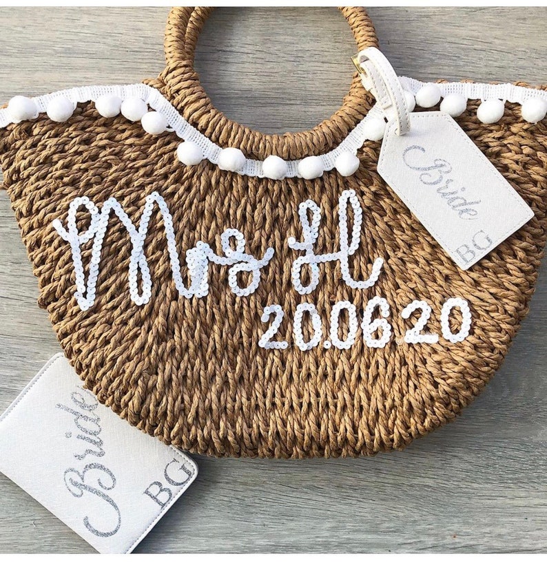 Luxury Personalised Honeymoon Straw Basket Beach Bag Handbag Etsy UK