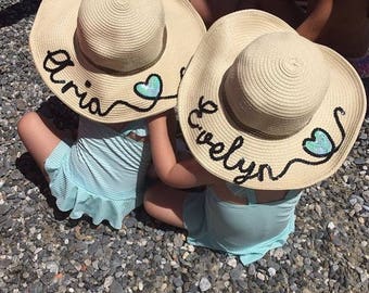 Childrens personalised straw hat