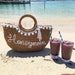 Luxury Personalised honeymoon straw basket beach bag handbag 