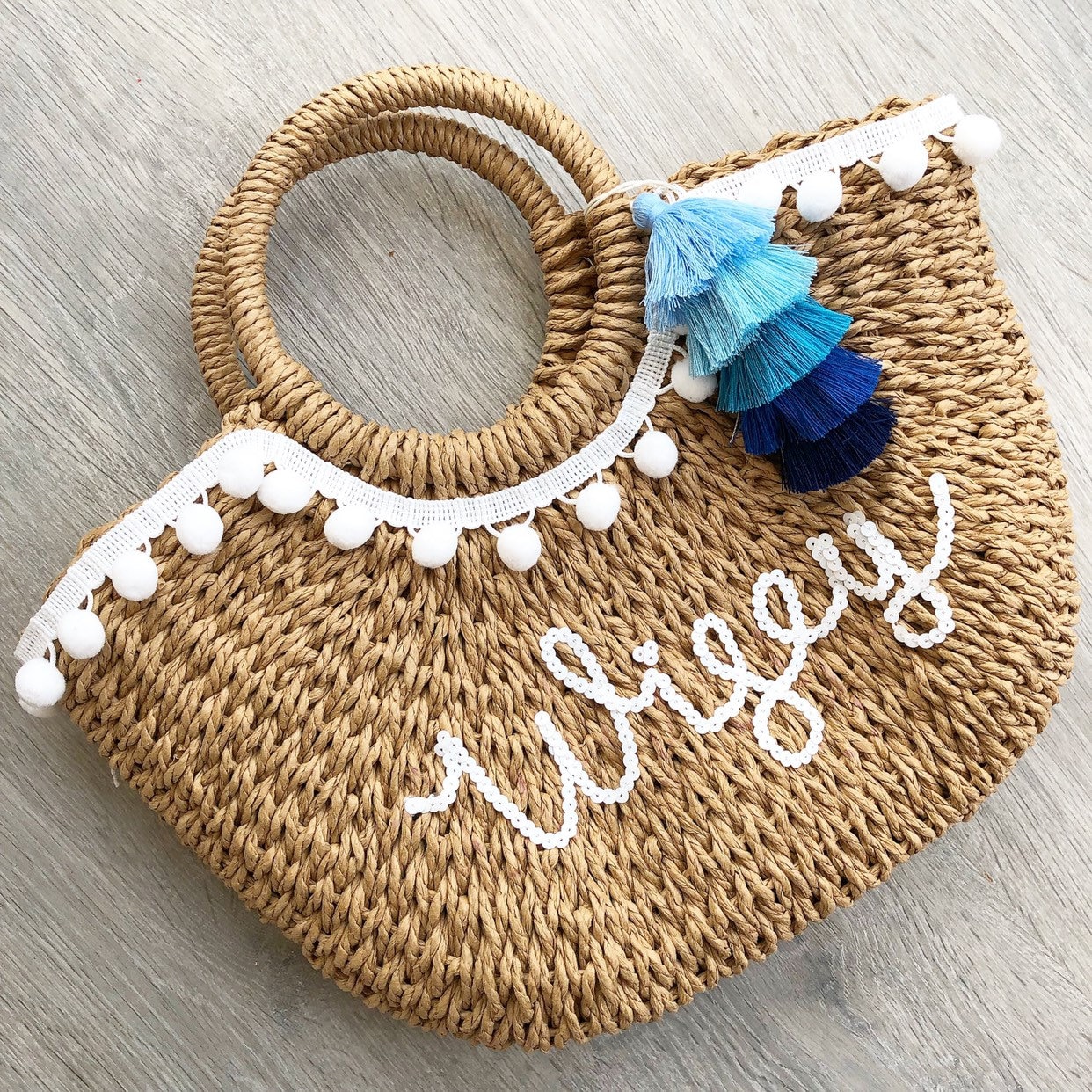 Luxury Personalised Beach Bag Straw Basket Etsy