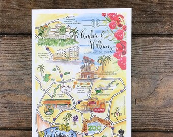 Custom Wedding Maps, Personalized Wedding Maps, Watercolor Wedding Maps, Map Illustration, Hand Painted Guest Map, Hand Drawn