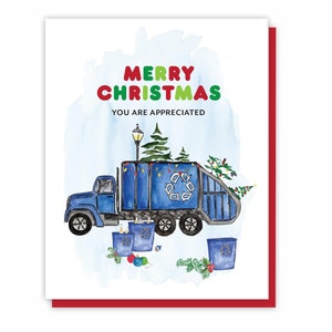 Recycle Man Gift, Recycle Truck Thank You Christmas Cards, Thank You Appreciation Card, Appreciation Gift, Thank You Cards Christmas