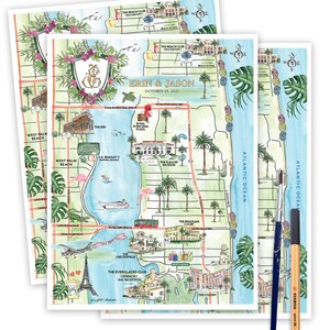 Custom Watercolor Map Wedding, Personalized Map Wedding Invitation, Illustration Map for Wedding Invitations, Destination Wedding Itinerary