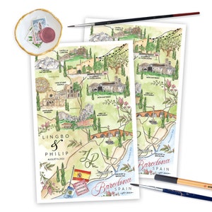 Watercolor Wedding Maps, Hand Painted Map, Save the Date Wedding Maps, Personalized Wedding Maps, Hand Drawn Custom, Wedding Registry Gift