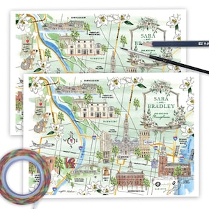 Love Journey, Custom Wedding Maps, Personalized Wedding Maps, Watercolor Wedding Maps, Map Illustration, Hand Painted Guest Map, Hand Drawn