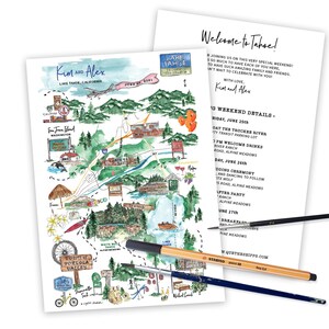 Watercolor Wedding Maps, Hand Painted Guest Map, Custom Wedding Maps, Personalized Wedding Maps, Hand Drawn Custom Wedding Itinerary