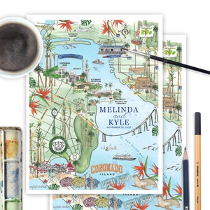 Wedding Itinerary, Welcome Bag Insert with Map, Watercolor Map for Wedding, Wedding Invitation Insert, Hand Drawn Maps, Destination Wedding