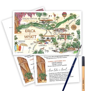 Custom Wedding Maps, Personalized Wedding Maps, Watercolor Wedding Maps, Map Illustration, Hand Painted Guest Map, Hand Drawn