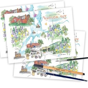 Custom Wedding Maps, Personalized Wedding Maps, Watercolor Wedding Maps, Map Illustration, Hand Painted Guest Map, Hand Drawn Itinerary