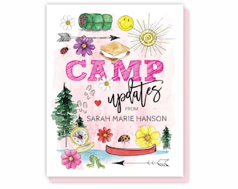 Camp Cards for Campers, Sleep Away Summer Camp Stationery Set of 10 Folded Notes for Kids, Personalized Stationery for Girls Camp Stationary