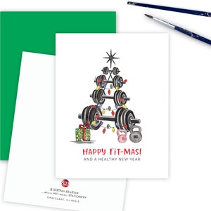 Fitness Christmas Card for Personal Trainer, Appreciation Christmas Card Gym Lover, Thank You Appreciation, Happy Holiday Card Weight Lifter