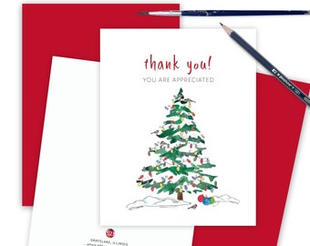 You Are Appreciated Service Thank You, Appreciation Christmas Card, Thank You Appreciation Worker, Holiday Gratitude Thank You Festive Tree