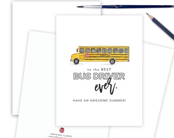 Carte de remerciement pour le meilleur chauffeur de bus, Carte scolaire de fin d'année pour chauffeur de bus, Chauffeur de bus scolaire, Dernier jour d'école pour un enseignant, Carte de remerciement