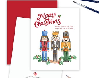 Nutcracker Card Christmas, Watercolor Christmas Greeting Cards, Holiday Christmas Cards, Merry Christmas Cards, Christmas Note Cards Set