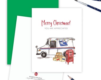 Mail Carrier Christmas Card, Postal Thank You Christmas Cards, Thank You Appreciation Card, Mail Carrier Thank You Card, Christmas Cards