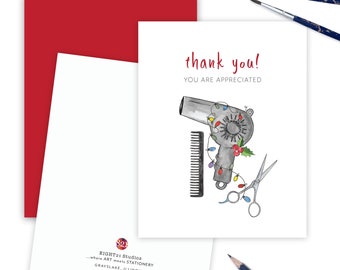 Hair Dresser Christmas Thank You, Male Hair Stylist Appreciation Christmas Card, Thank You Appreciation Worker, Holiday Gratitude Thank You