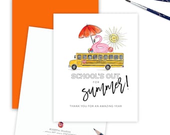 School Bus Driver Appreciation Greeting Card, End of the Year School Card, Card for Bus Driver, Funny Bus Driver, Teacher Last Day of School