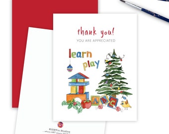 Preschool Christmas Thank You, Daycare Appreciation Christmas Card, Thank You Appreciation Childcare, Holiday Gratitude Thank You for Nanny