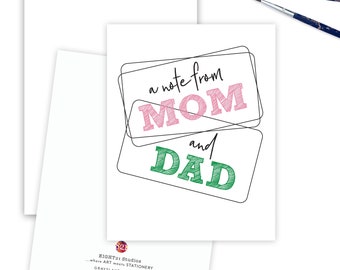 Cards from Mom and Dad, Camp Life Card, Sleep Away Camp, A Note from Home, Camp Check In Greeting Card for Kids Camp, Summer Camper Card