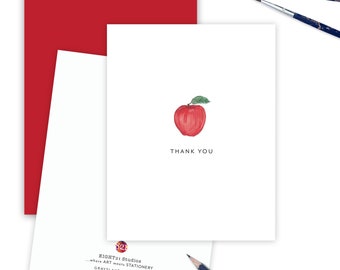 Card for Best Teacher Ever, Teacher Appreciation Greeting Card, End of the Year School Card, Thank You Card for Teacher, Apple Thanks Card