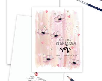 Best Step Mom Ever Card, Greeting Card Happy Mothers Day Card, Floral Card for Step Mom, Best Mother Greeting, Mothers Day Card, Step Mom