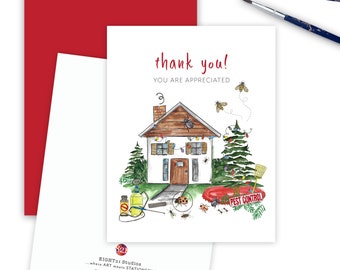 Exterminator Thank You, Holiday Pest Control Gift Thank You Card, Service Appreciation Merry Christmas Card, Thank You Appreciation Bug Guy
